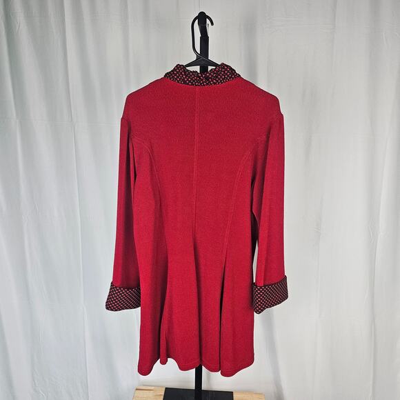Yushi Red Long Sleeve Blouse Jacket XL Artistic Statement Collar USA Made - Picture 3 of 3